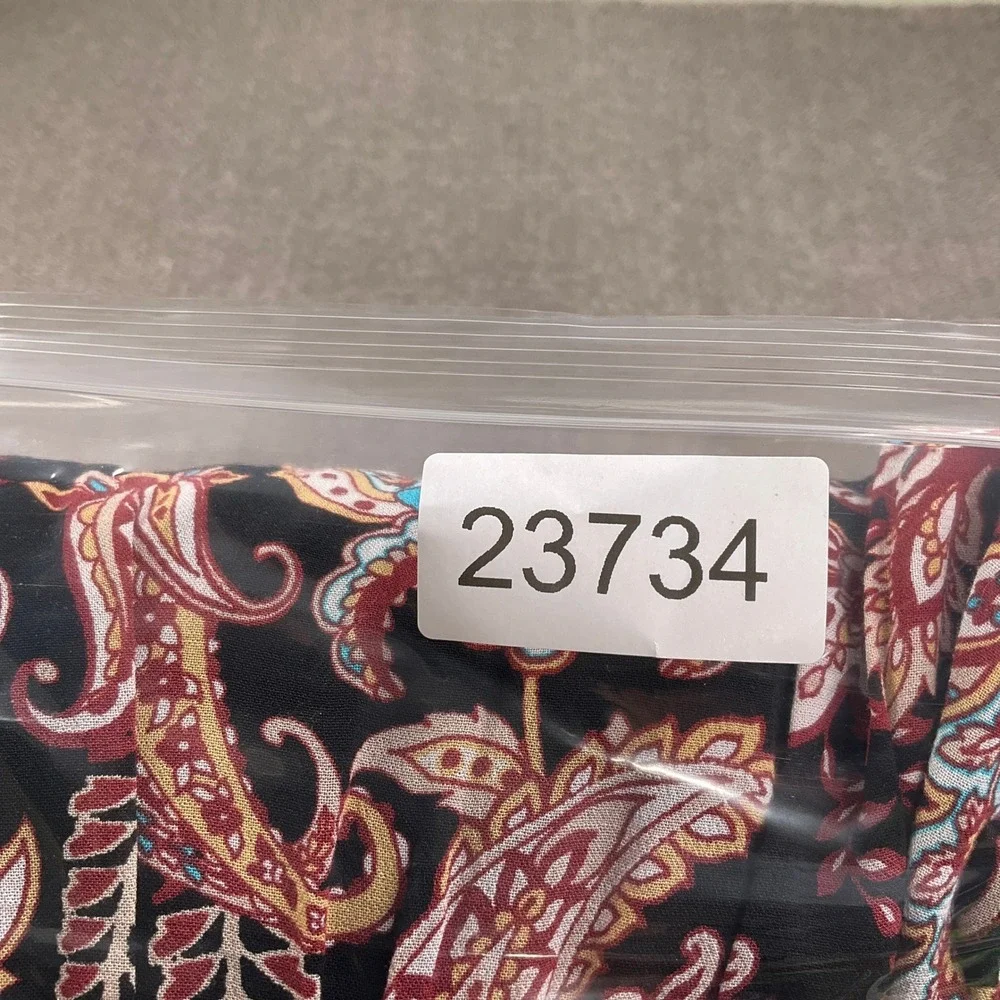Anthropologie Dress Womens Small Black Red Paisley Mock Ruffle Peasant Prairie‎